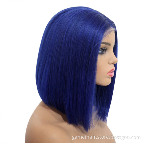 150% Density Colored Green/Pink/Blue/Purple Short Bob Wig with Baby Hair Pre-Plucked HD T Lace Front Human Hair Wigs for Women